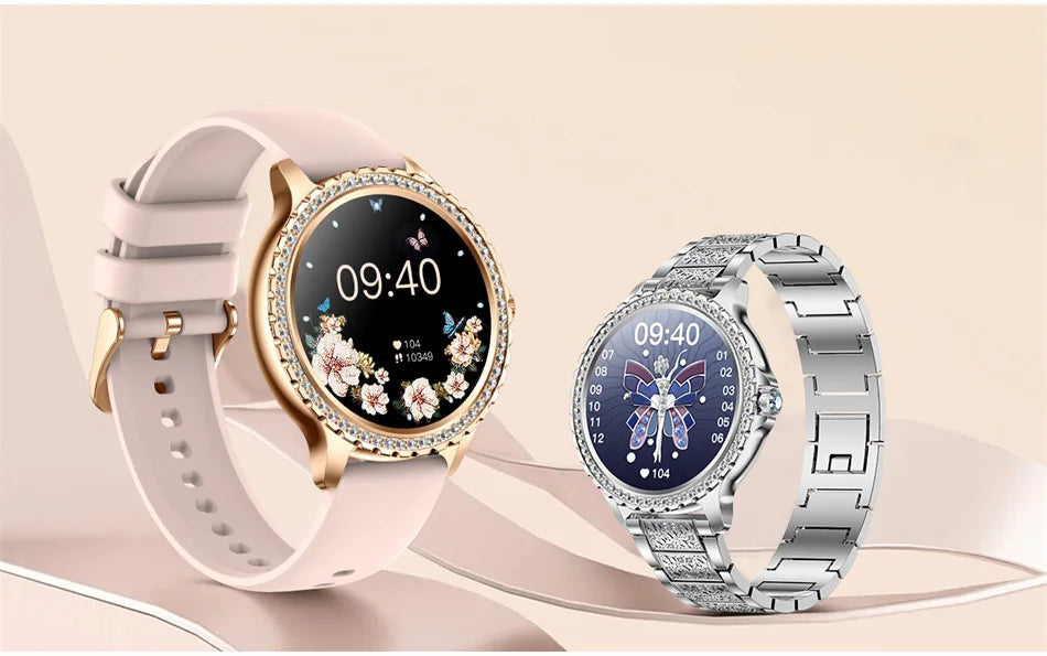 2026 New Fashion Women Diamond Watch 1.32 inch 360*360 HD Display Heart Rate Blood Oxygen Monitoring Bluetooth Call Smartwatch
