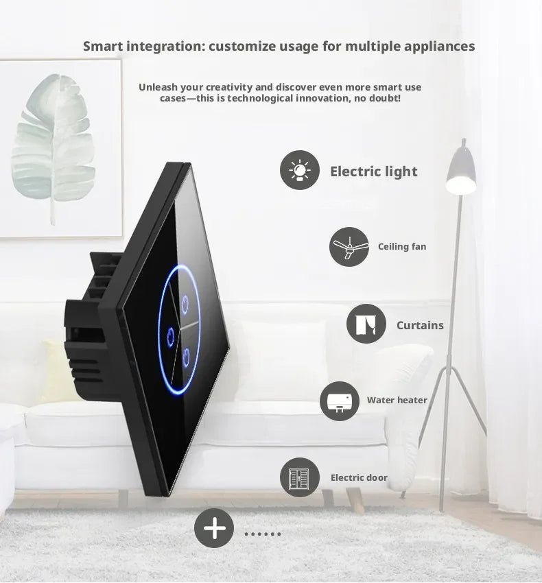 Tuya Smart Life WiFi Smart Touch Switch Tempered Glass Panel WiFi Bluetooth Dual Mode+RF433 Alexa/Google Home Voice Control