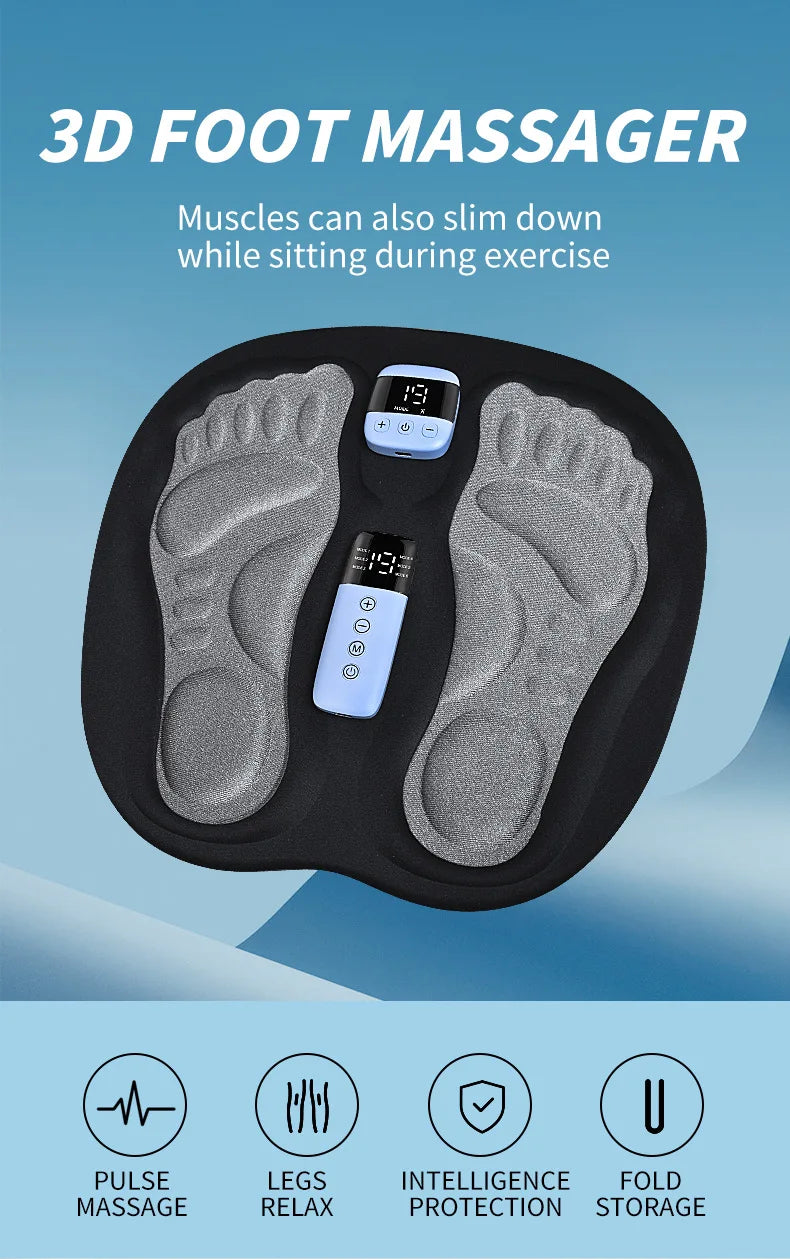 EMS Foot Massager LCD Display 8 Modes 19 Intensities Foot Massagers for Pain Relief Improve Circulation Relax Foot Feet Massager