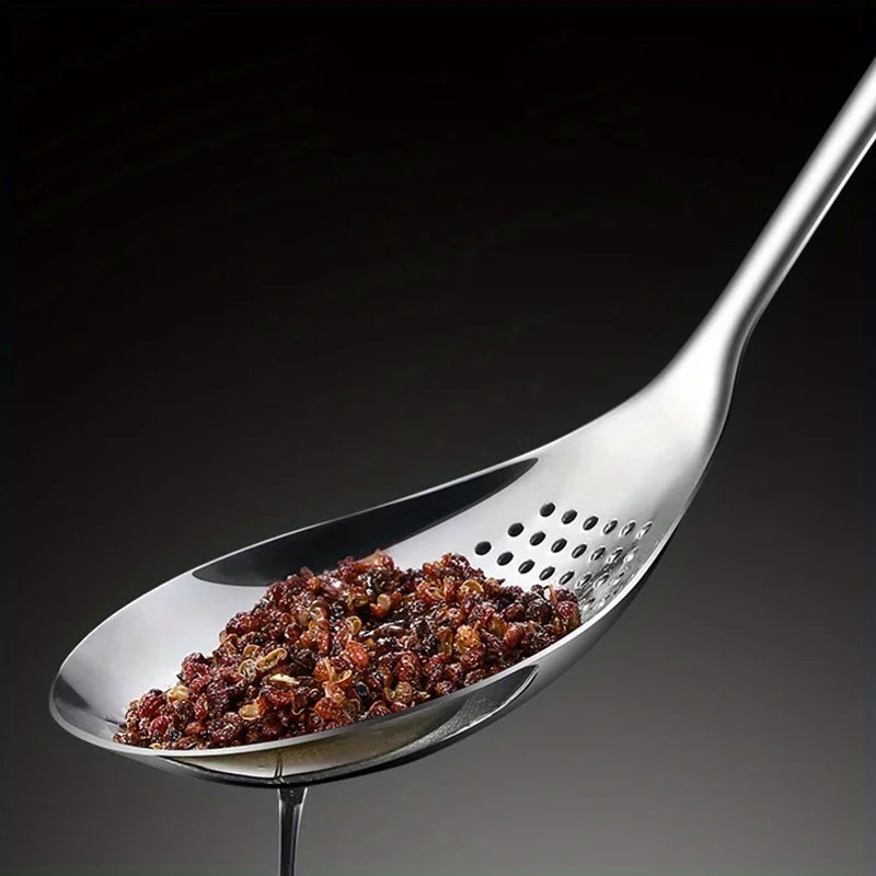 1pc Large Durable Stainless Steel Colander Skimmer Spoon, Heavy Duty Food Strainer Spoon  for Frying & Cooking, Kitchen Utensils