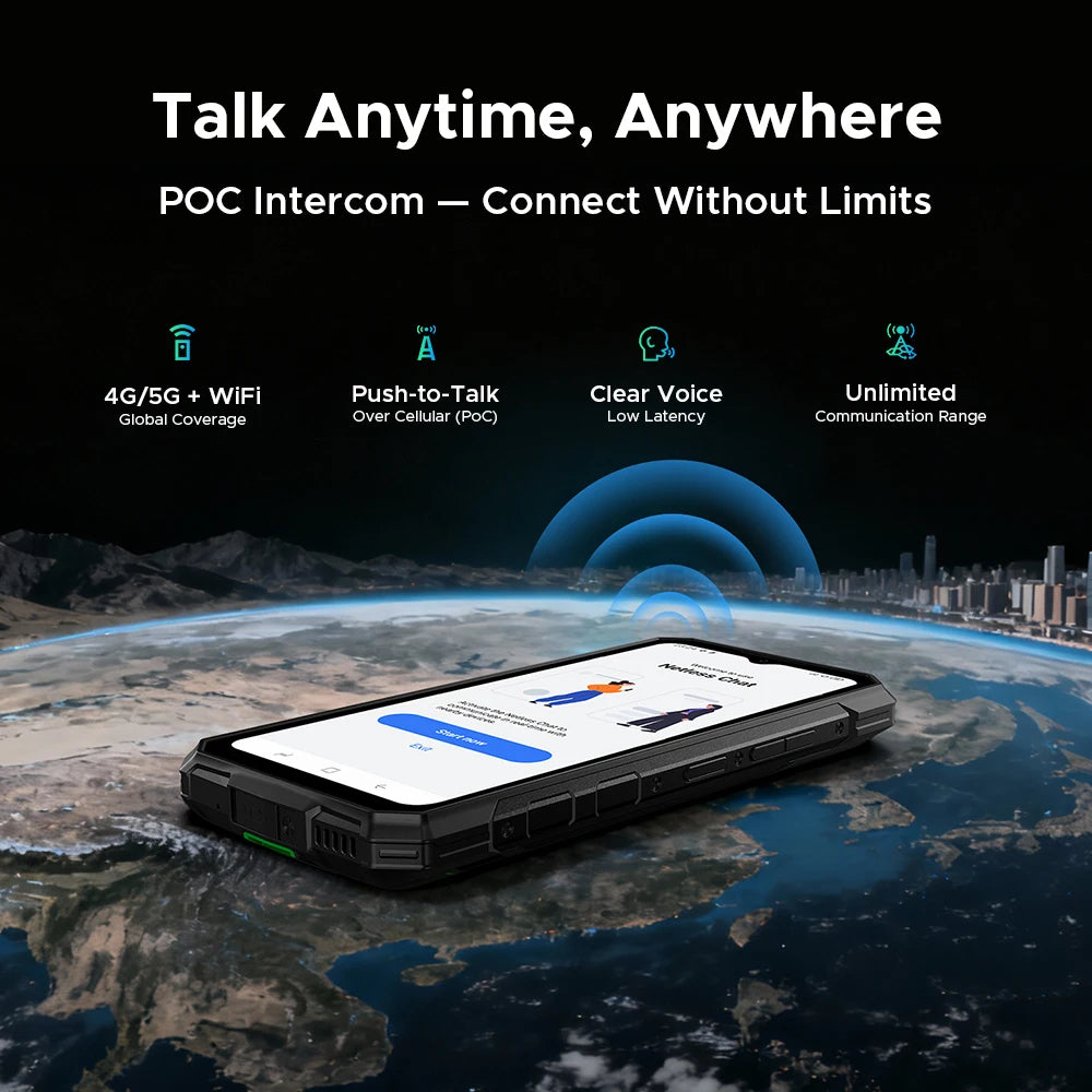 DOOGEE Fire 7 Pro Rugged Phone Dual Camping Lights Support Push-to-Talk Over Cellular 13000mAh Battery Android 15 Smartphone
