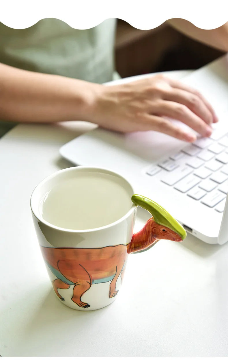 Creative Dinosaur Shaped Water Cup Cute Animal Ceramic Mug Office Water Cup Breakfast Cup Gift Coffee Mug Home Decoration