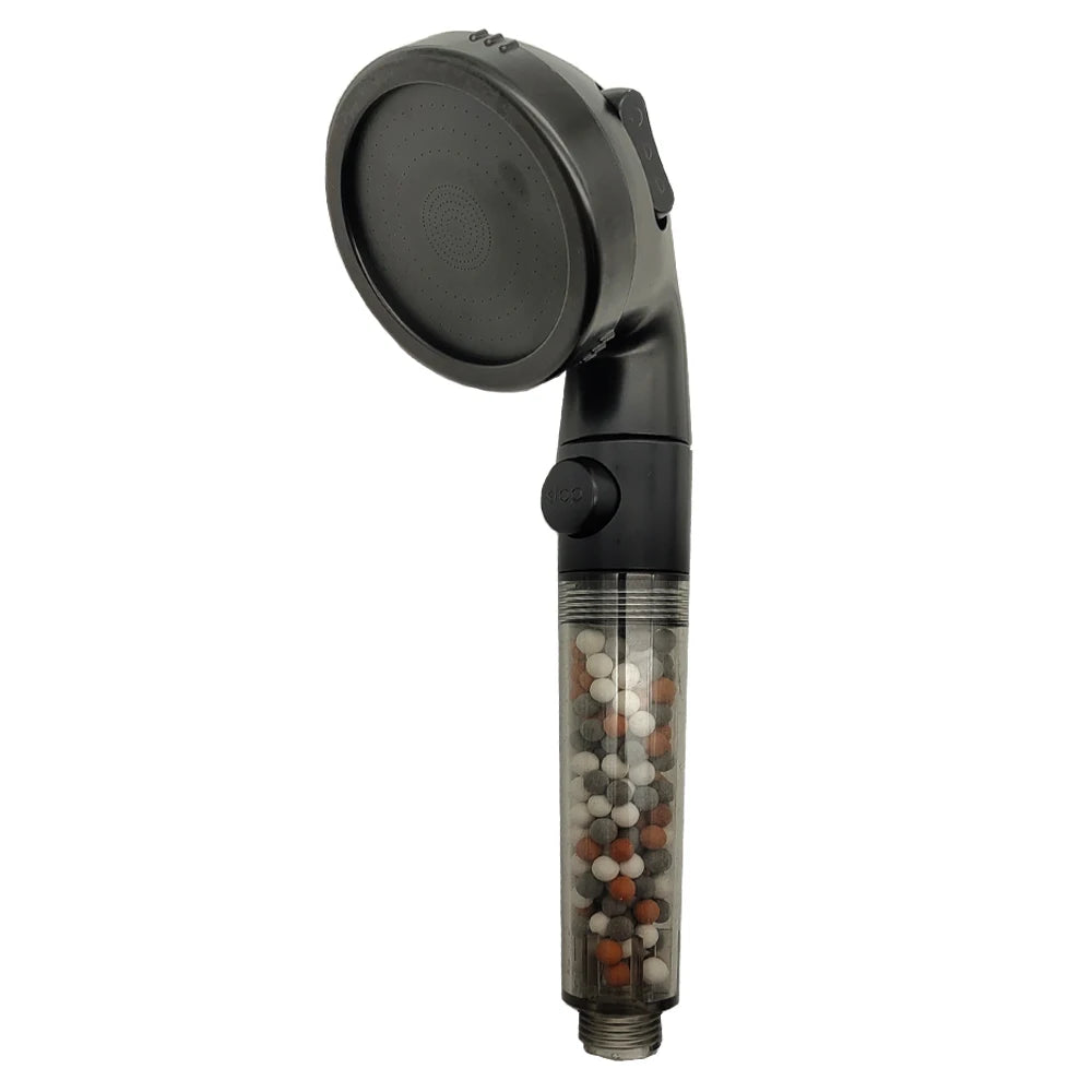 Mineral Balls 3 Modes High Pressure Shower Head with On/Off Switch Filter Water Saving Handheld Showerheads Bathroom Accessories