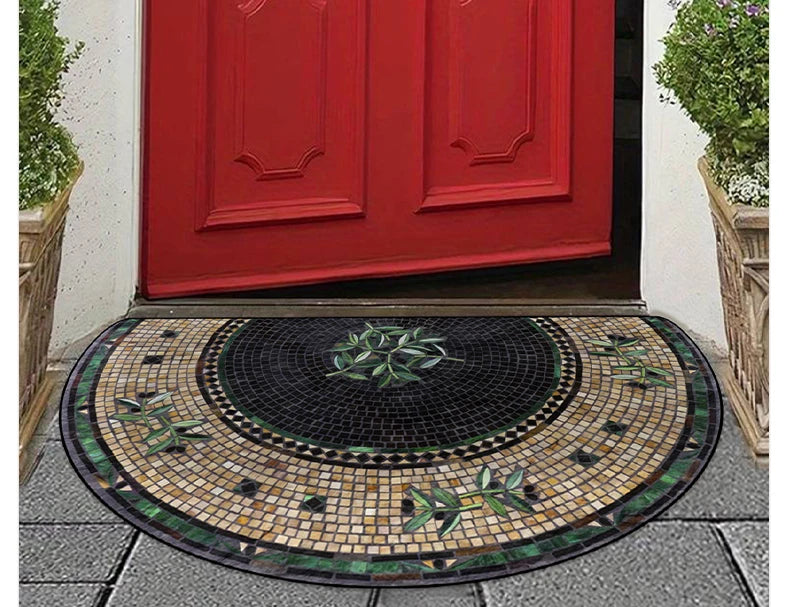 Entrance Carpet Anti-slip Dirt-resistant Wear-resistant Door Rug Semicircular Imitation Marble Texture Welcome Floor Mat 현관 카펫