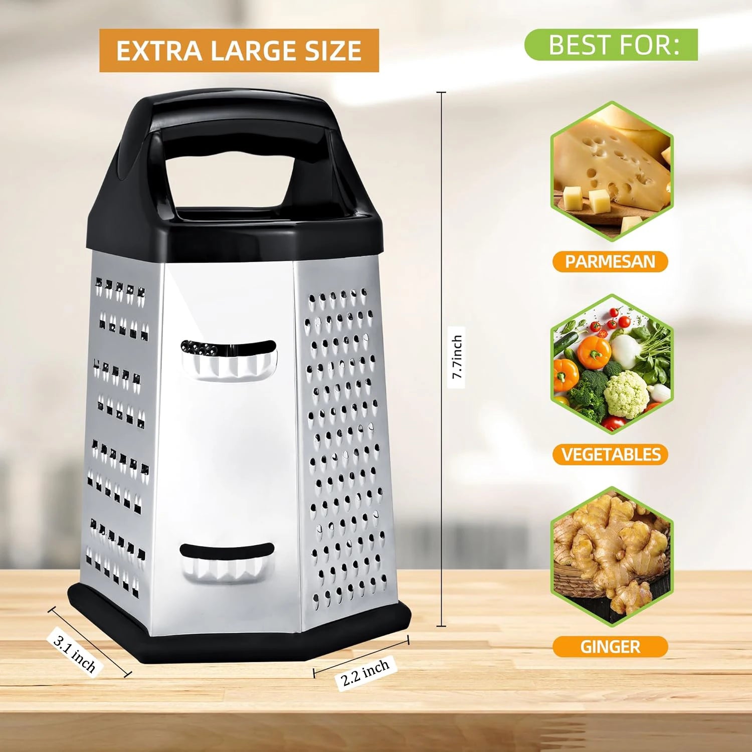 Multifunctional Vegetables Box Grater Stainless Steel 6 Sides Slicer Shredders Manual Cheese Potato Graters Kitchen Accessories