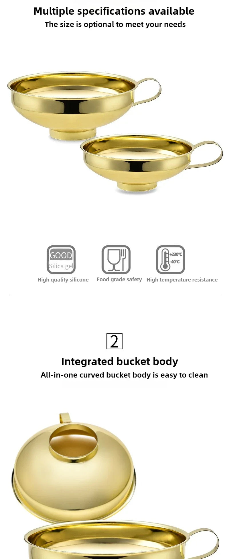 Premium Stainless Steel Kitchen Funnel Large Wide Mouth Design for Canning Jam Oil Liquid Pouring Household Use