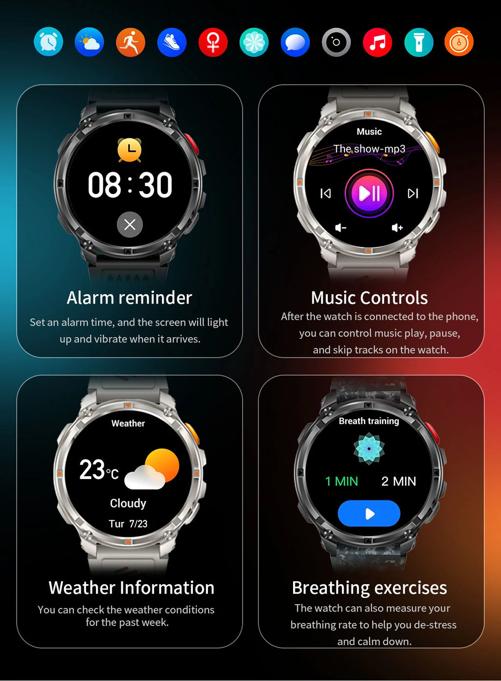 2026 New 1100mah AMOLED Smart Watch Men 170+Sport Fitness LED Flashlight IP69 Waterproof Bluetooth call GPS track Smartwatch iOS