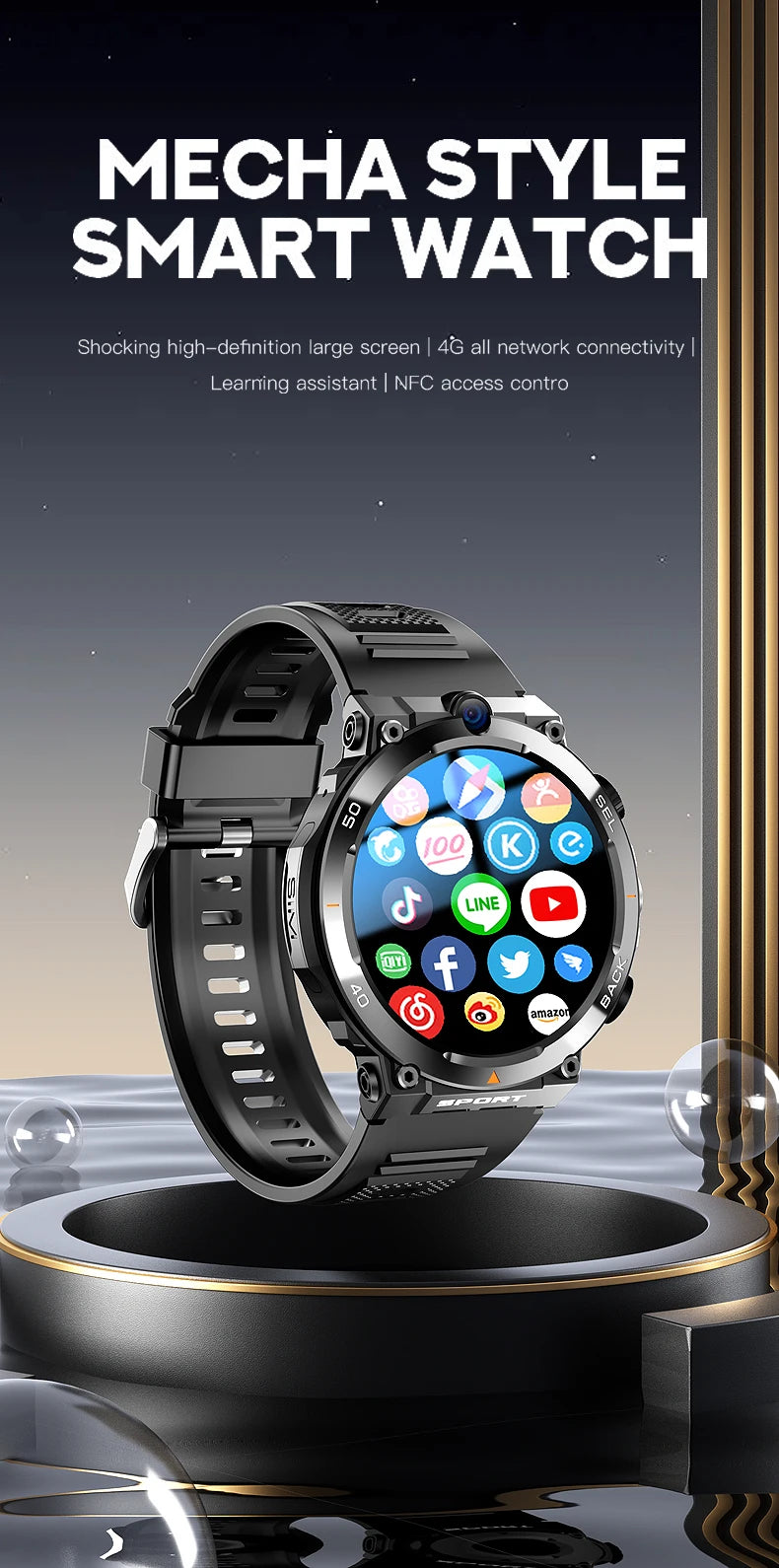 Sport Smartwatch 256GB GPS Wifi Download APP Dual Camera Video Calls Supports Google Play Smart Watch 4G SIM Card For Men Women