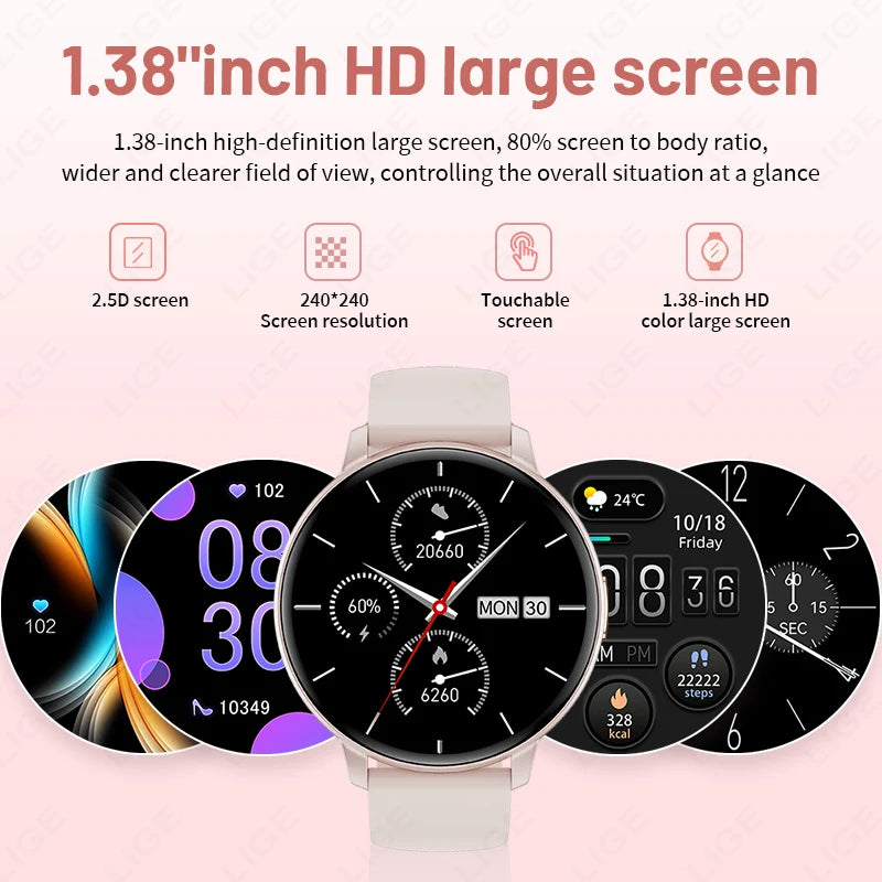 LIGE Fitness Smartwatch Voice Assistant 2026 Heart Rate Monitor Bluetooth Call IP67 Waterproof New Sports Tracker Smart Watches