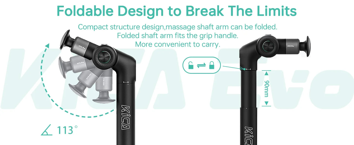 KiCA Evo Fascia Gun Portable Muscle Massage Gun 15kg 3 Gear 3200rpm with 6 Massage Heads 9cm Extension Rod Aluminum Alloy