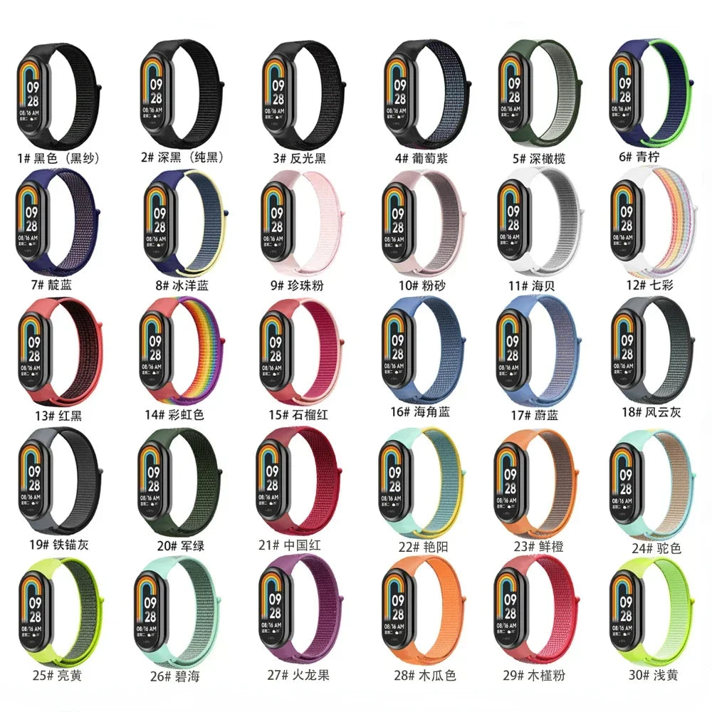 Nylon Loop Strap for Xiaomi Mi Band 10 9 8 Sports Breathable Bracelet Wristband Watchband for Mi Band 10 9 8 Correa Accessories