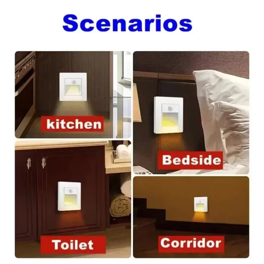 2~1PCS Led Stair Light PIR Motion Detector Sensor 220V Infrared Human Lamp Recessed Steps Ladder Staircase Bedroom Night Light