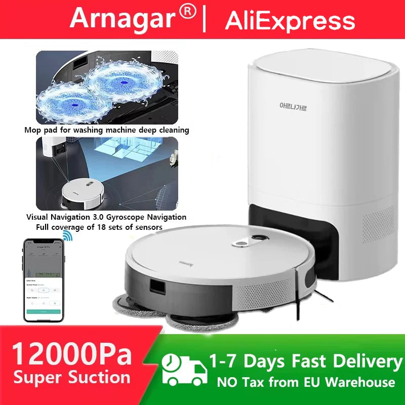 Low Mop Self Smart Home Robot Vacuum Cleaner Mop Self Empty APP Control Sweeper 12000Pa VSLAM 5200mAh Low Noise for Carpet clean