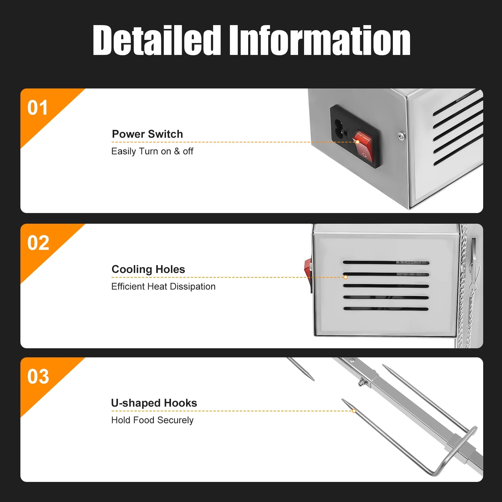 53" Large Grill Rotisserie Spit, Bbq Grill Rotisserie Kit, Universal Gas Grill Rotisserie Kit, Roaster Rod Charcoal Bbq Chicken