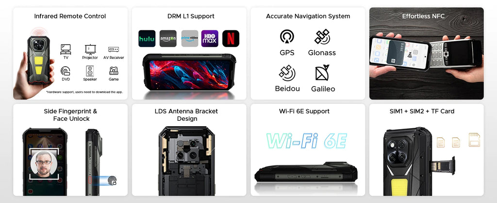 DOOGEE V Max Play 5G Rugged Phone Projector Function Dual Camping Lights 6.78'' Display 20500mAh Battery 16GB 512GB Smartphone