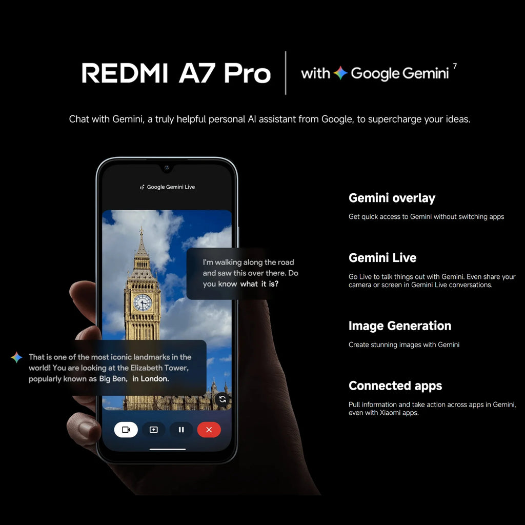 Xiaomi Redmi A7 Pro 4G, 4+128GB, Global Version, 6.9" 120Hz LCD Display DC Dimming Powered by UNISOC T7250 Processor 13MP Main Camera 8MP Front Camera 6000mAh 15W Side Fingerprint Sensor 3.5mm Headphone Jack NFC