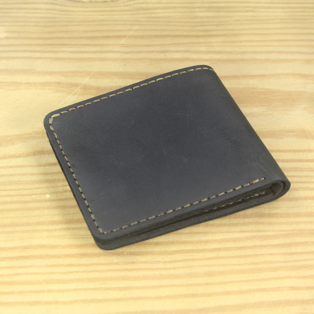 Luxury Handmade Genuine Leather Men Wallet Bifold Purse Male Wallets Short Money Clip Vintage Leather Money Bag with zip pocket