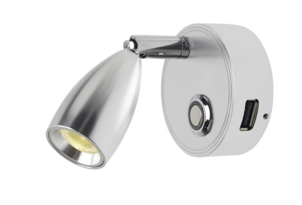 Tokili 12/24V Dimmable LED Spotlight w/ Touch Dimmer & Dual USB Ports, Reading Light for RV, Truck, Marine, Trailer, Off-Road