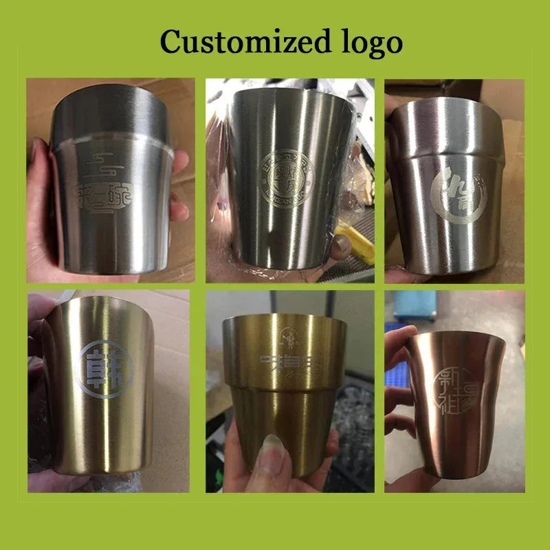 Glossy Surface Beer Mugs Double-Wall Stainless Steel Water Cup Coffee Tea Anti-scalding Party Mug Drinkware Customization Logo