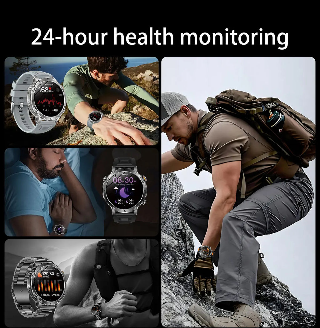 2026 Hot New 1400mAh Extra-Large Battery SmartWatch Men Military Outdoor SOS Flashlight  Waterproof Heart Rate Sports Smartwatch