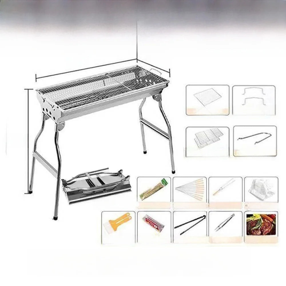 Large Portable Outdoor BBQ Grill Charcoal Grill Cooking Tool for Camping Picnic Garden Home Use Easy to Clean Easy to Carry