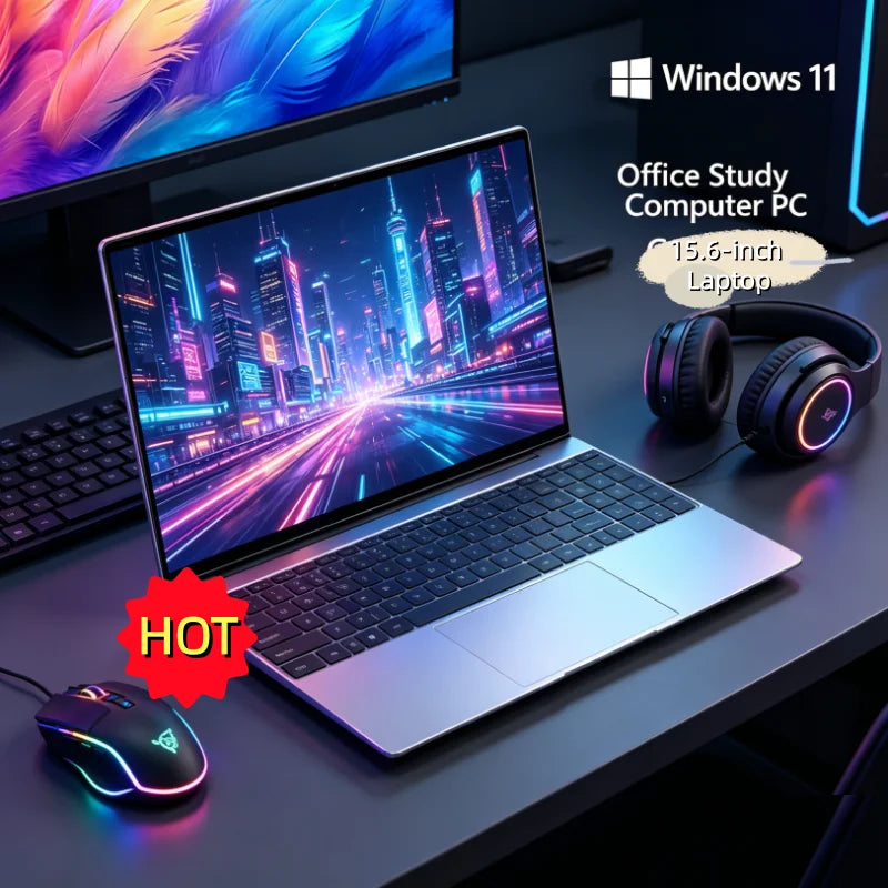Intel N95 Solid 15.6" Portable Laptop Windows11 Notebook 32GB DDR4 2TB SSD Pc Gamer Office Computer