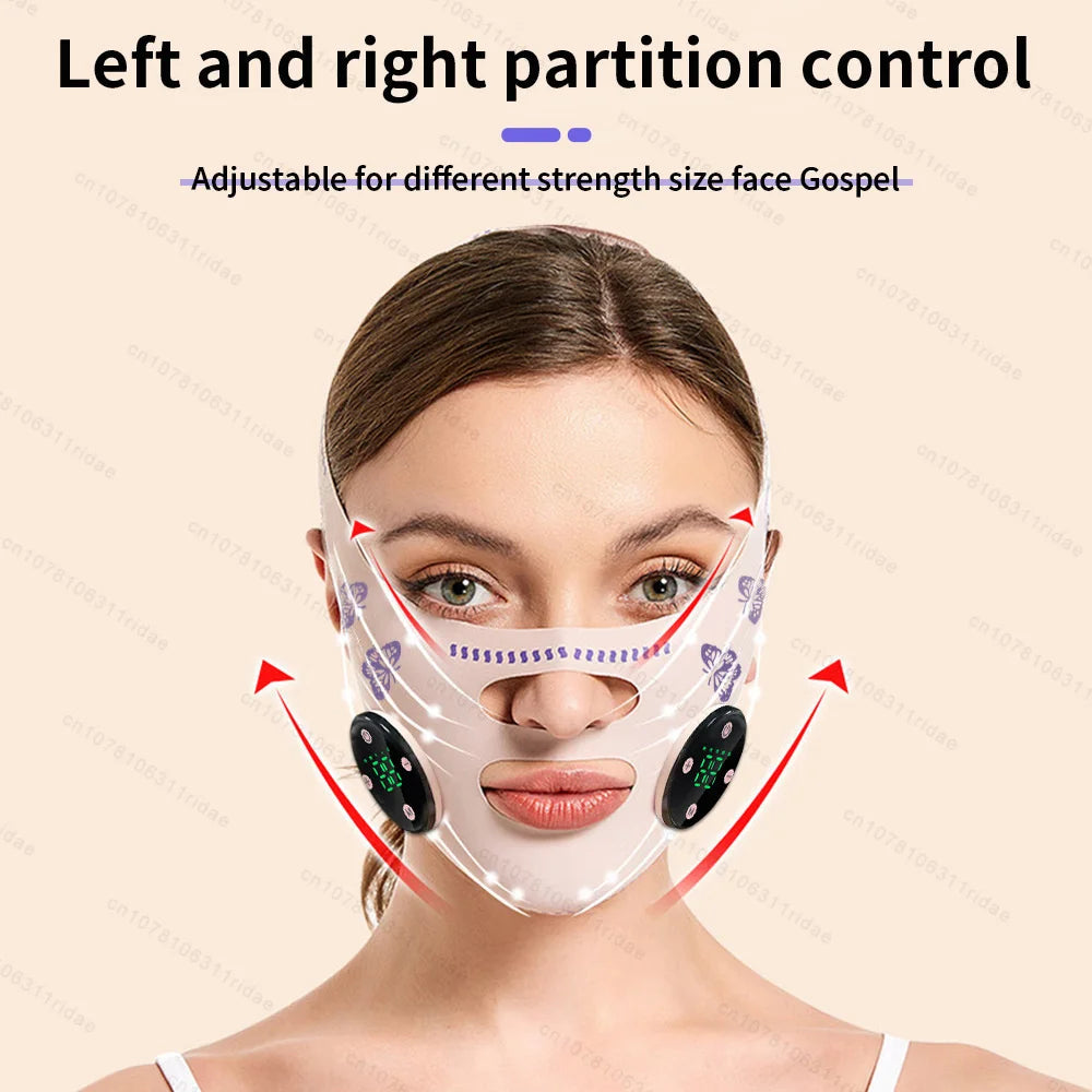 EMS V-Shaped Face Machine Double Chin Reducer, Electric Facial Massager Face Lifting Device with 5 Modes 19 Intensity Levels