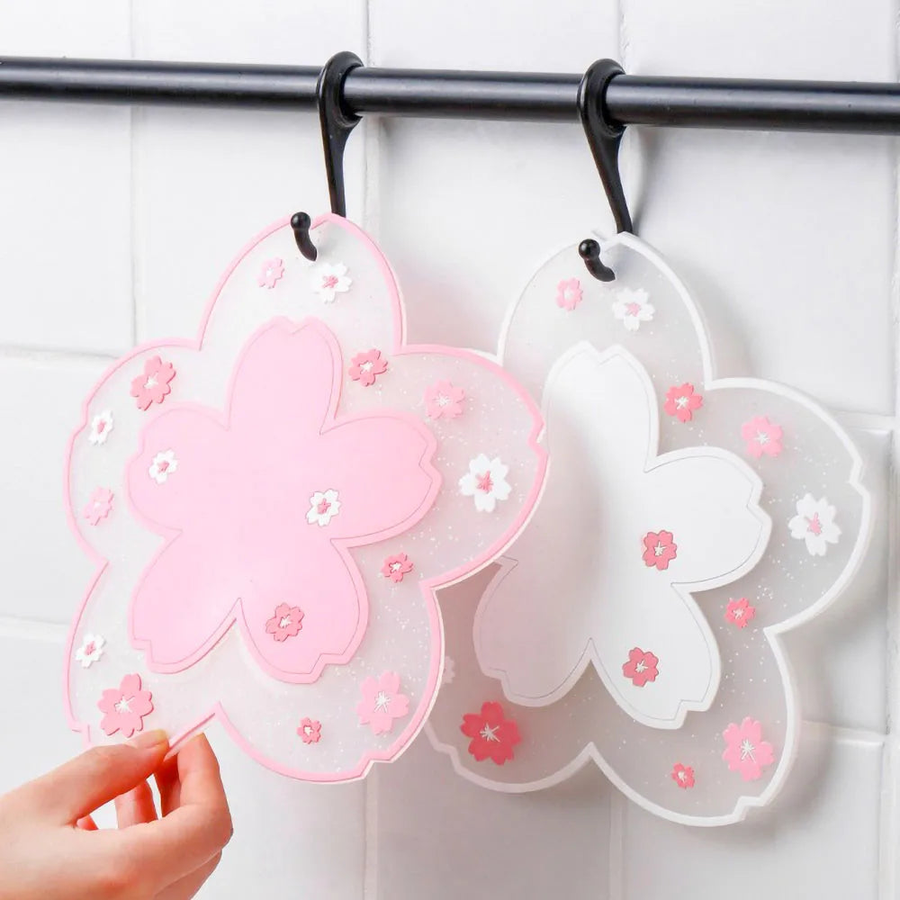 Cherry Blossom Silicone Cup Coaster Non-Slip Heat Insulation Mat for Coffee Tea Mug Cute Desktop Decorate Kitchen Table Placemat