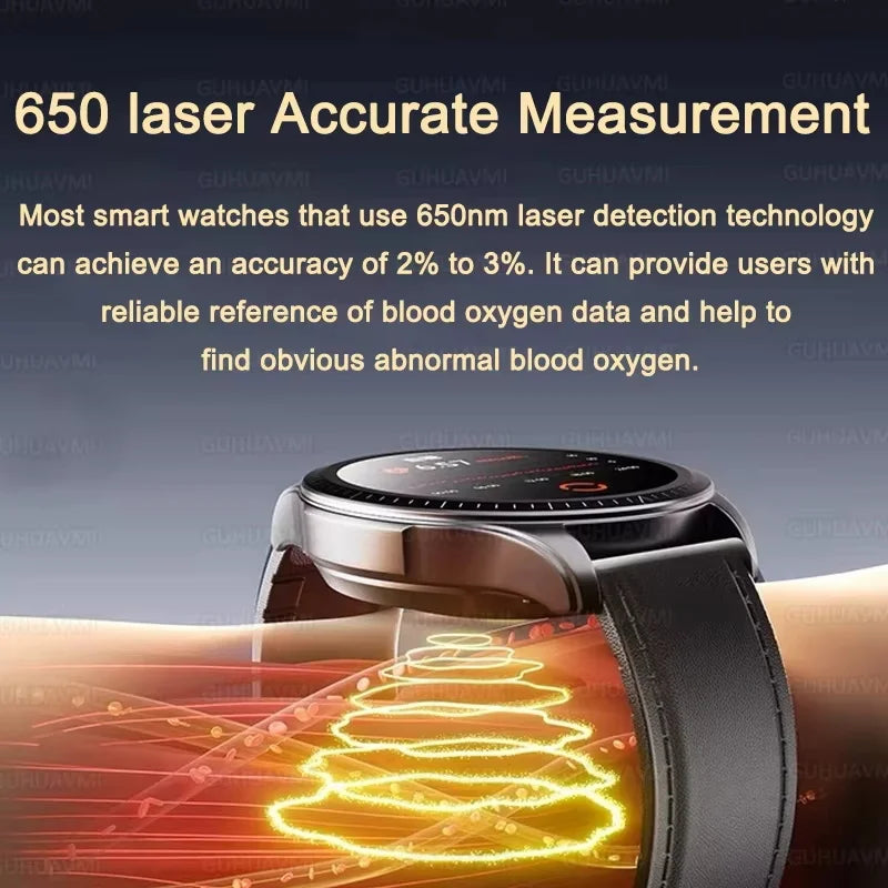 For iOS Android New Health Measurement SmartWatch Men Blood Oxygen Uric Acid ECG+PPG Body Blood Pressure HD Bluetooth Call Watch