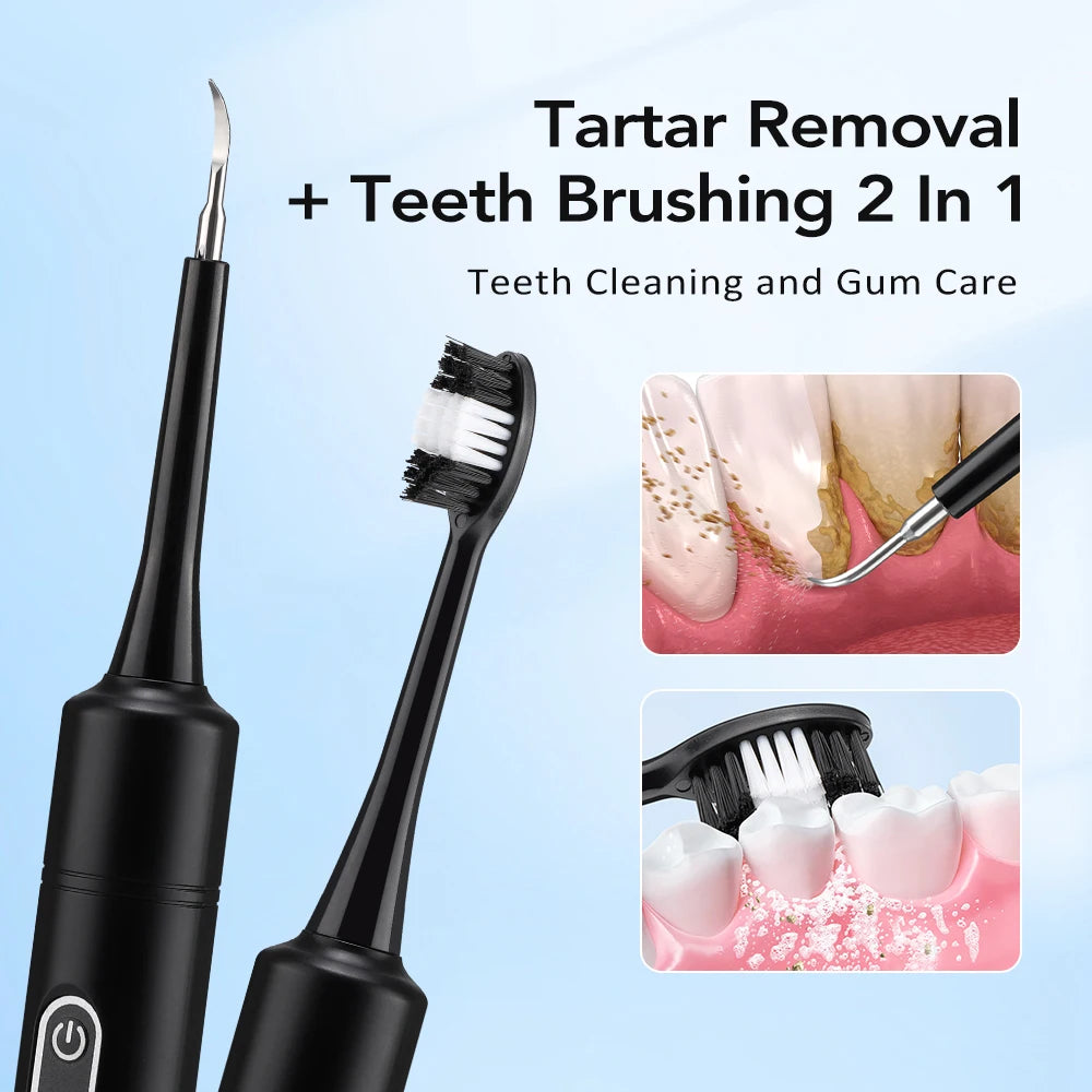 Electric Teeth Cleaner 6-gear Modes Portable Toothbrush Tartar Remover High Frequency Vibration Tartar Cleaning Whitening Teeth