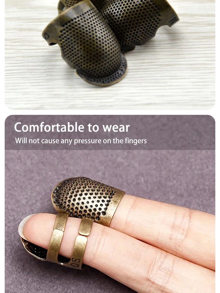 Adjustable Vintage Sewing Thimble, Handmade Non-slip Embroidery against Ring, Vintage Needle Presser Needle Hoop Finger Holder