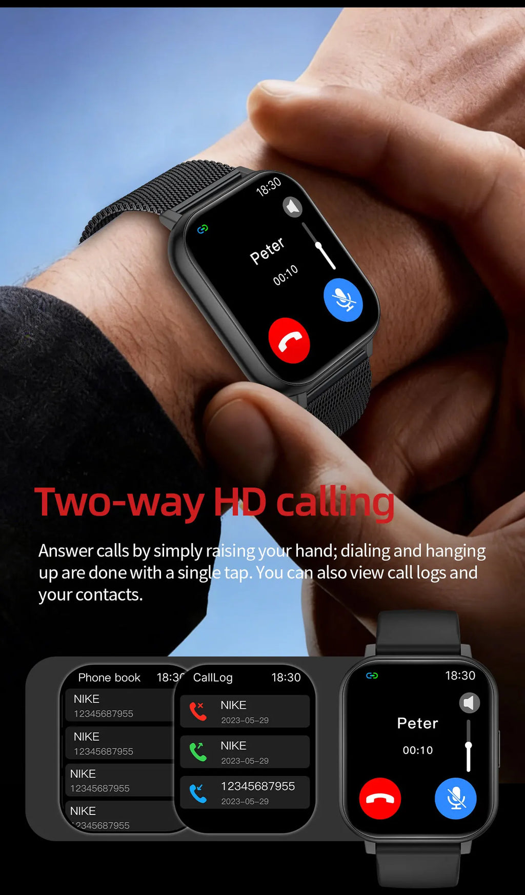 LIGE New 1.83"HD Screen Smart Watch Bluetooth Call Heart Rate Sleep Monitor Sports Tracker Waterproof Smartwatch For Android ios