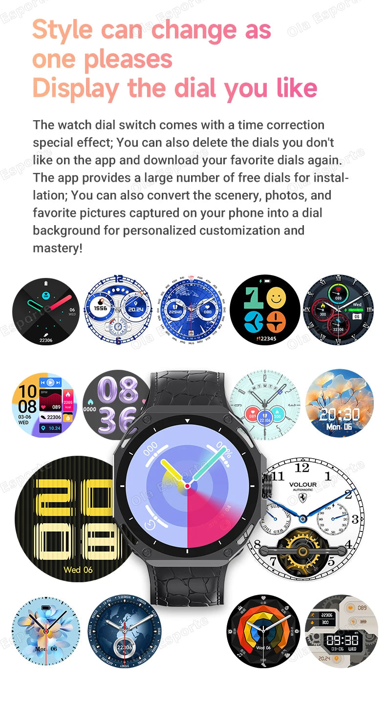 Smartwatch 1.52" AMOLED Screen GPS Track NFC Smart Wartch Waterproof Bluetooth Call Health Monitor Sports Men Women Holiday Gift
