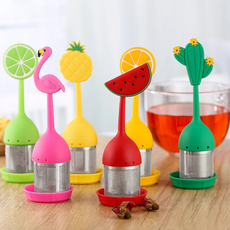 Creative 304 stainless steel silicone tea ball tea maker flamingo tea filter summer theme tea filter