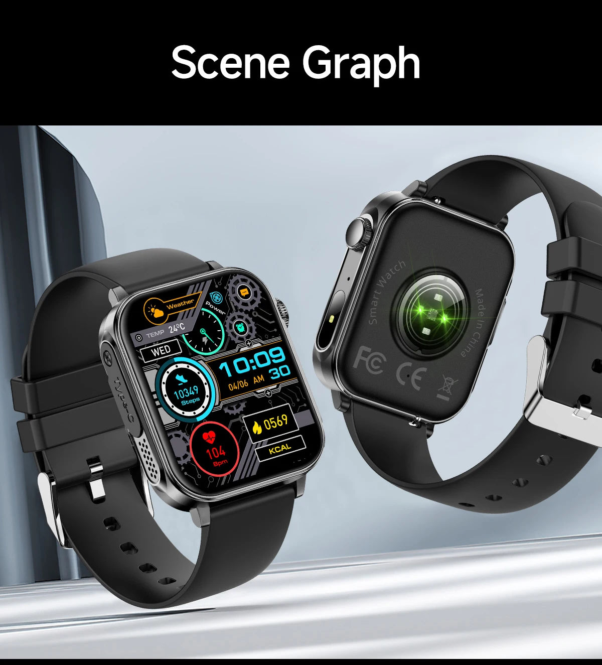 COLMI P80 Type-c Smartwatch Men Women Health Manager Bluetooth Call IP67 Waterproof Flashlight Smart Watch For Xiaomi iOS Phone