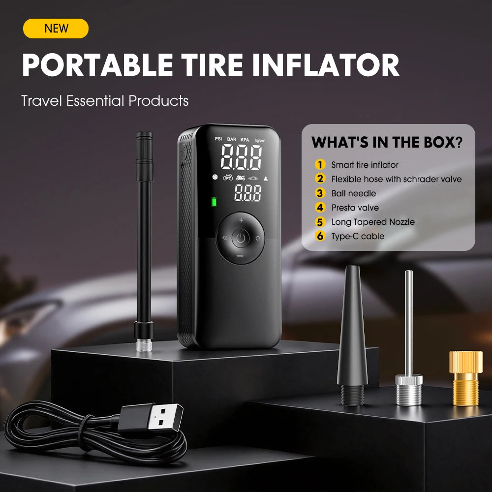 CARSUN Rechargeable Tire Inflator Digital Cordless Car Tyre Inflator For Motocycle Bicycle Balls Portable Compressor Air Pump