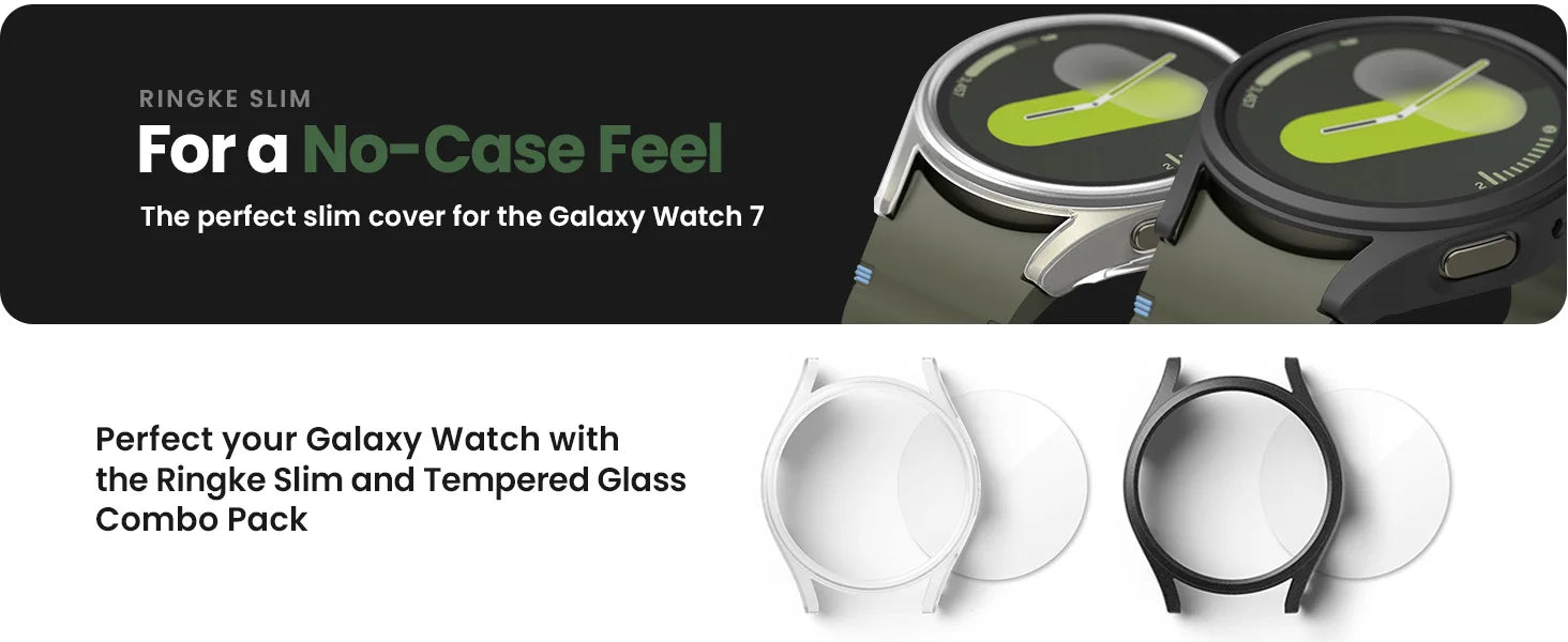 Glass+Case for Samsung Galaxy Watch 7 40mm/44mm Screen Protector Tempered Glass&Hard PC Protective Bumper Cover Accessories Set