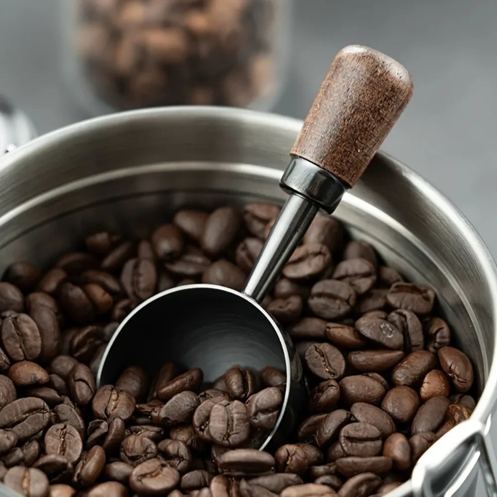 30ml Walnut Wood Coffee Scoop Stainless Steel Long Handle Measuring Spoon for Coffee Tablespoon Kitchen Tool Cafe  Accessories