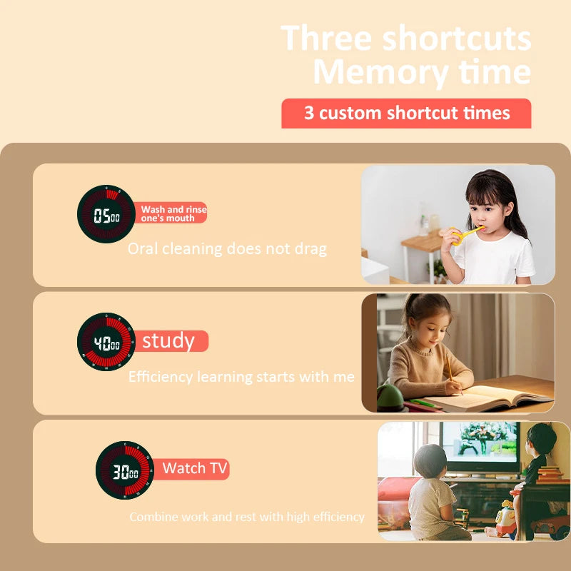Creative Rotary Timer Visual Analog Timer Rechargeable 60 Minutes Countdown Kids Study Silent Timer for Cooking Shower Study