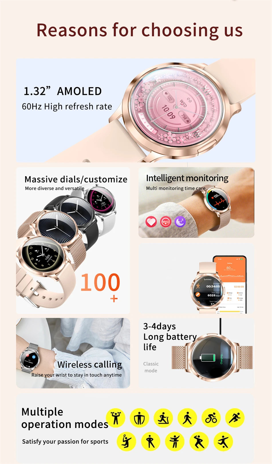 LIGE 2025 Ultra-thin AMOLED Screen Smart Watch Women Sport Fitness Bracelet Custom Watch Face Bluetooth Call Luxury Smartwatch