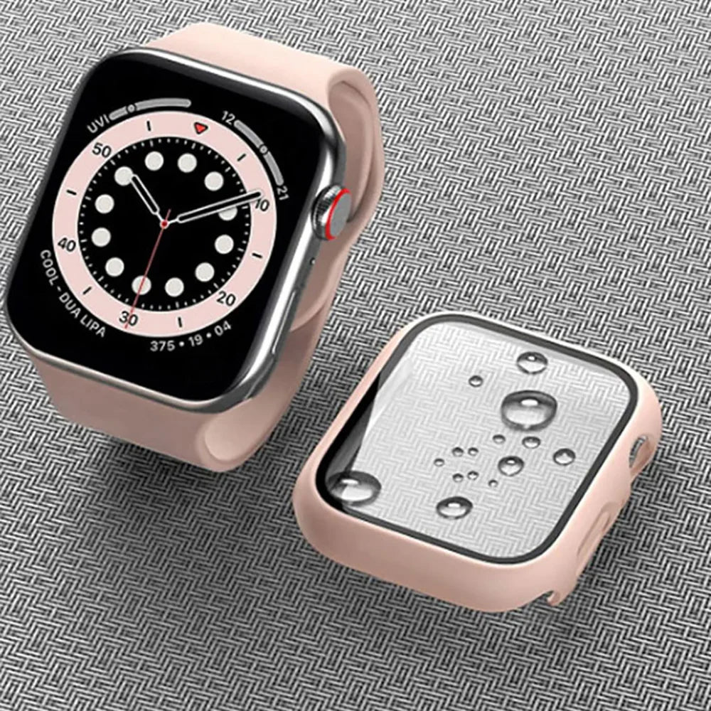Tempered Glass+Case For Apple Watch 38mm 40mm 41mm 42mm 44mm 45mm 46mm Screen Protector Protective Cover iWatch 10 8 7 9 6 SE 5