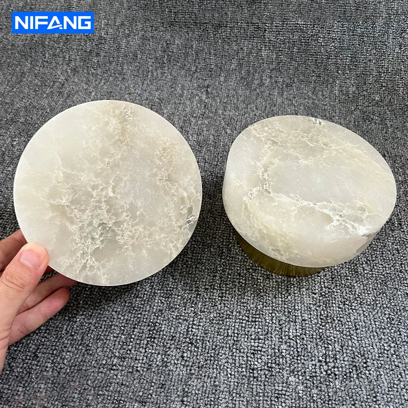 Modern Nordic Wall Sconce Spanish Natural Marble Round Wall Lamp Living Room Hallway Stair Wall Light Bedroom Bedside Lamp