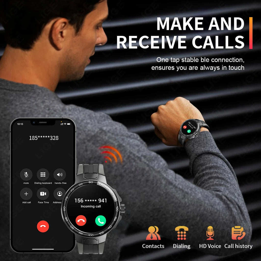LIGE New Smart Watch Men 2024 NFC Smartwatches Message Remind Waterproof Fitness Sport Watch Bluetooth Call Music Men Smartwatch