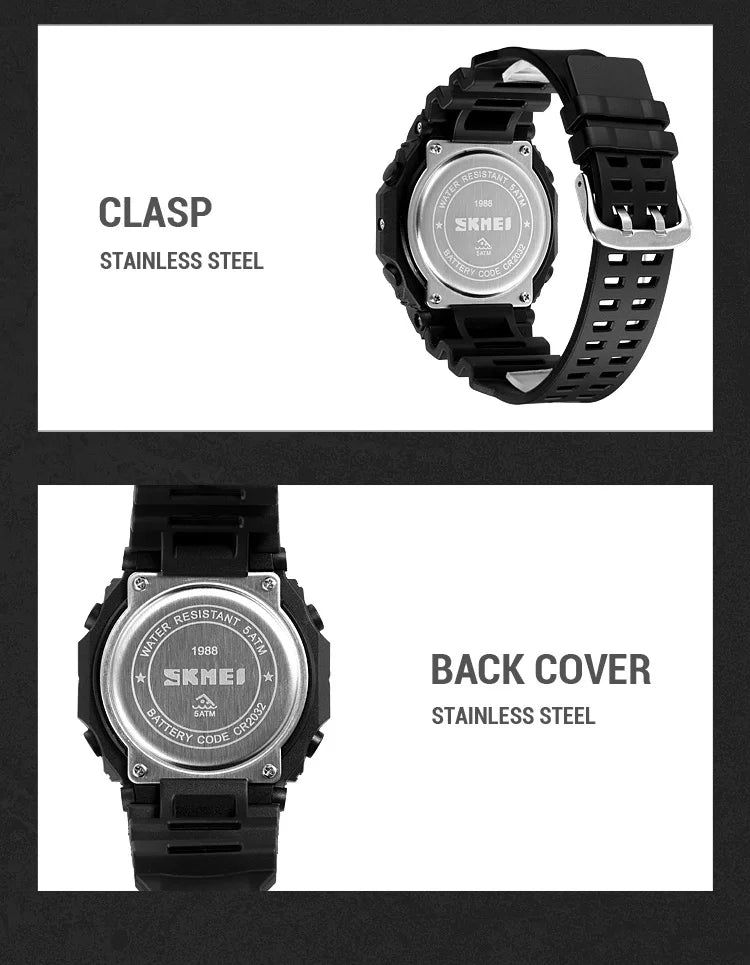 SKMEI 1988 Chrono Men Watch Luxury Brand Sport Watch Electronic Digital Male Wrist Clock Man 50M Waterproof Men's Watches 1988