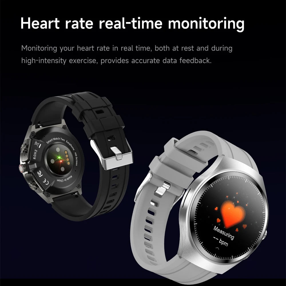 Music Smartwatch With Built-in Headphones Heart Rate Health Monitor 1.43-inch AMOLED HD Screen Men's Watch Women Sports Modes
