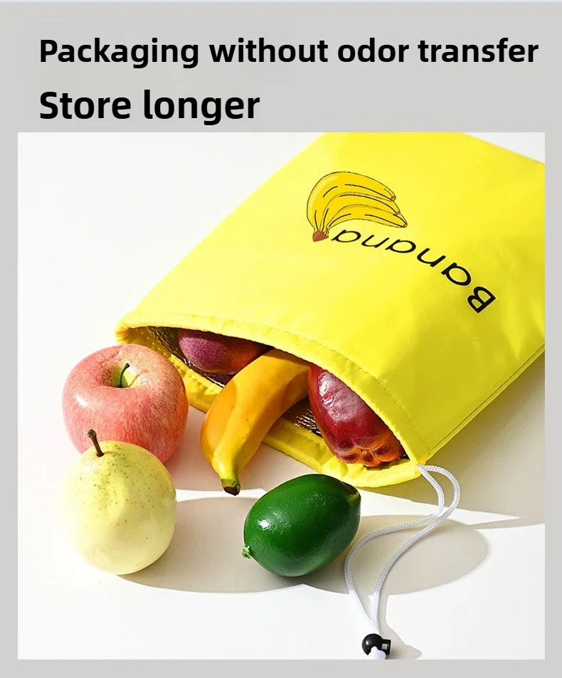 ‌"Insulated Fresh-Keeper Bag - Reusable Storage Organizer for Bananas, Lettuce & Vegetables (Drawstring Closure)"