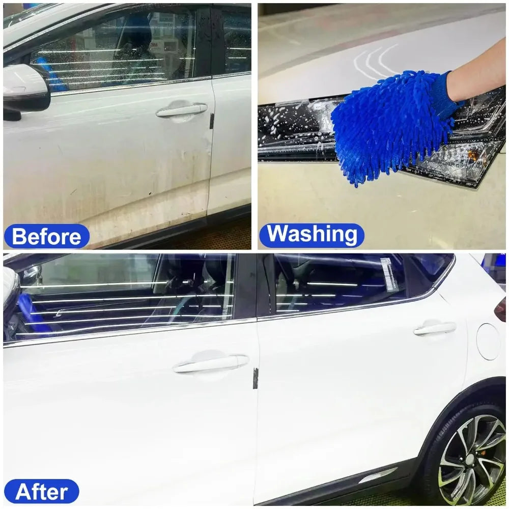 1/2PCS Chenille Plush Gloves for Car Cleaning Thickened Doublesided Car Cleaning Tools Ultrafine Fiber Car Washing Gloves
