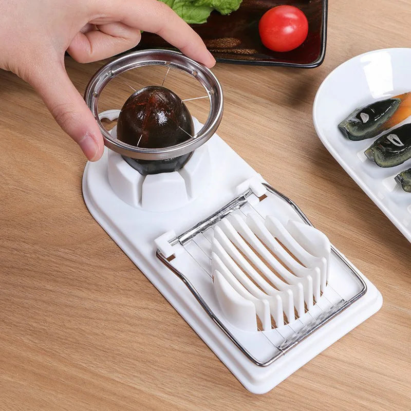Multifunctional PP Base egg cutter 2-in-1 stainless steel wire pull egg cutter for hanging high-quality kitchen accessory tools