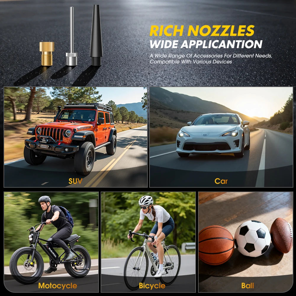 CARSUN Rechargeable Tire Inflator Digital Cordless Car Tyre Inflator For Motocycle Bicycle Balls Portable Compressor Air Pump