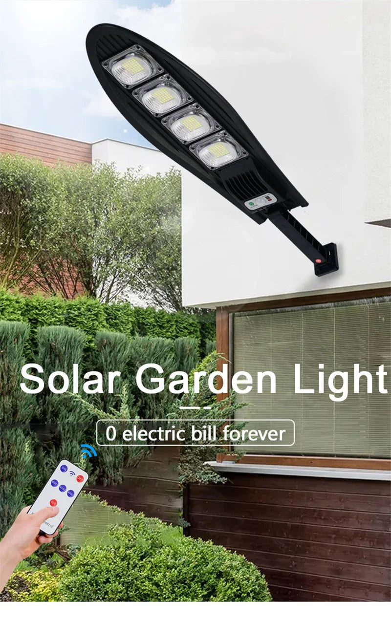 Solar Street Light Super Bright Outdoor Waterproof 168LED Lamp Motion Sensor 3 Modes Lighting Remote Control For Garden Gard
